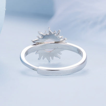 925 Sterling Silver Translucent Opal Platinum Plated Ring  DestGlow