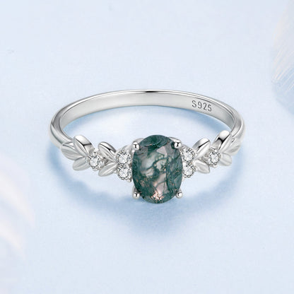 925 Sterling Silver Agate and CZ Pendant Ring Size 6 for Women by Bids.com