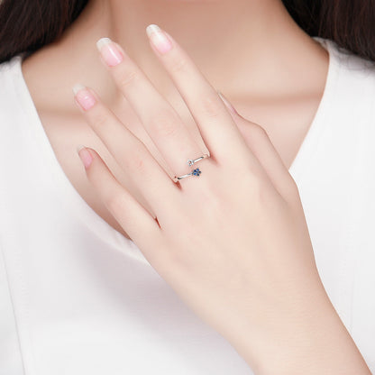 925 Sterling Silver Adjustable Ring, 0.2cm Width, Size 1.1*0.7cm, Women  DestGlow