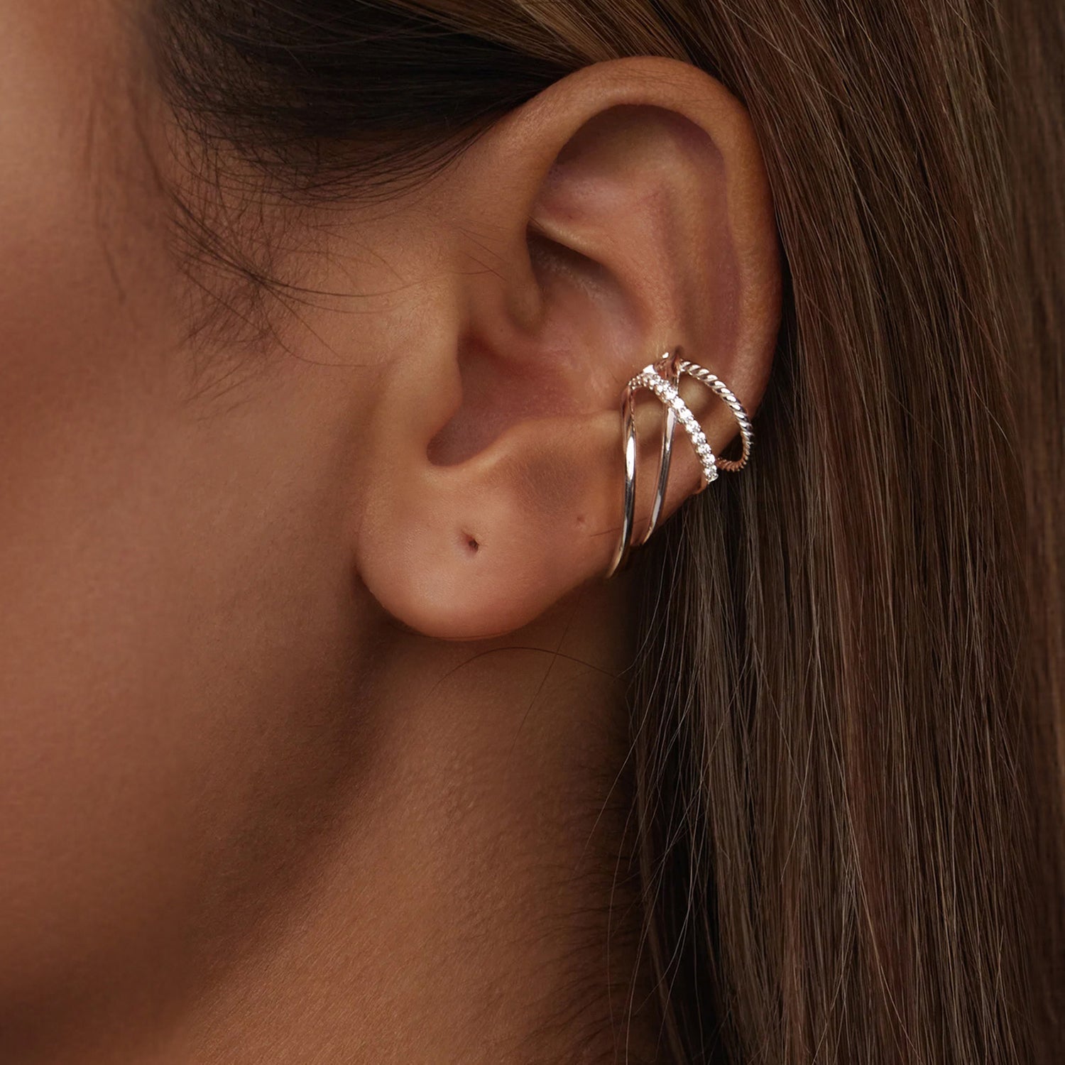 925 Sterling Silver Earrings with CZ and White Gold Plating  DestGlow
