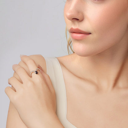 925 Sterling Silver Ring with Transparent Glass - Stylish E | 0.2cm Width for Women  DestGlow