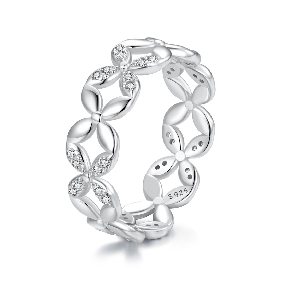 925 Sterling Silver White Gold Plated 0.6cm Ring Size 6 for Women  DestGlow