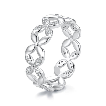 925 Sterling Silver White Gold Plated 0.6cm Ring Size 6 for Women  DestGlow