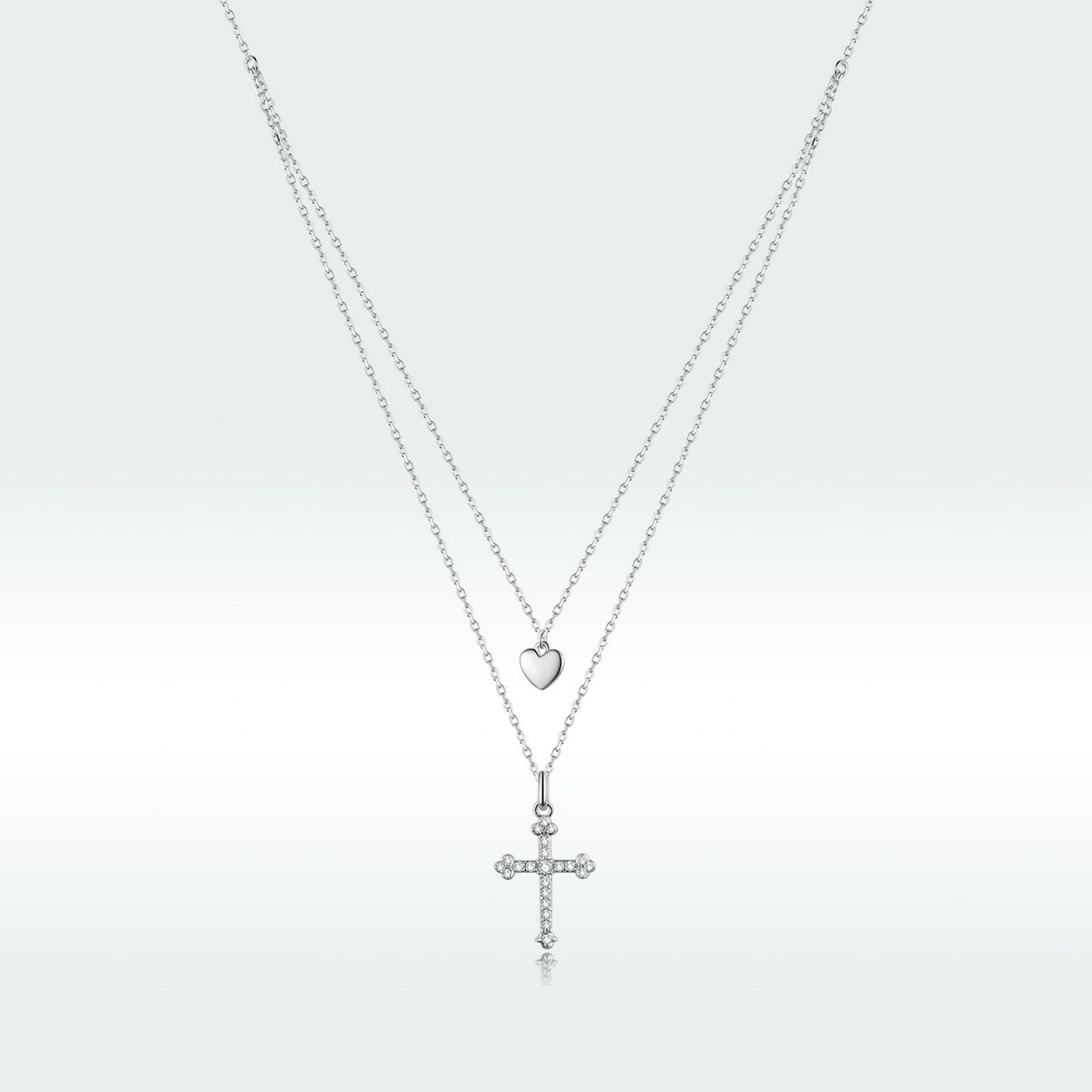 925 Sterling Silver Adjustable Platinum Plated Necklace with CZ - 1.4cm for Women  DestGlow