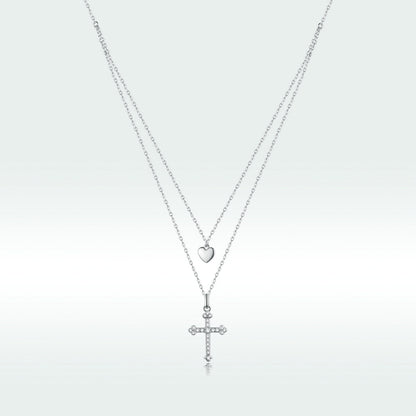 925 Sterling Silver Adjustable Platinum Plated Necklace with CZ - 1.4cm for Women  DestGlow