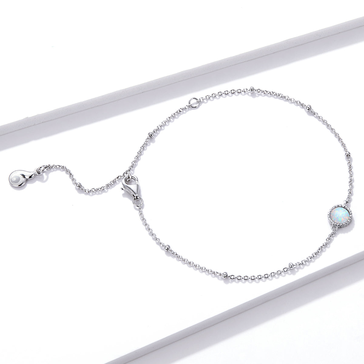 925 Sterling Silver Opal Bracelet for Women - Adjustable Size, Translucent Color  DestGlow