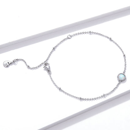 925 Sterling Silver Opal Bracelet for Women - Adjustable Size, Translucent Color  DestGlow