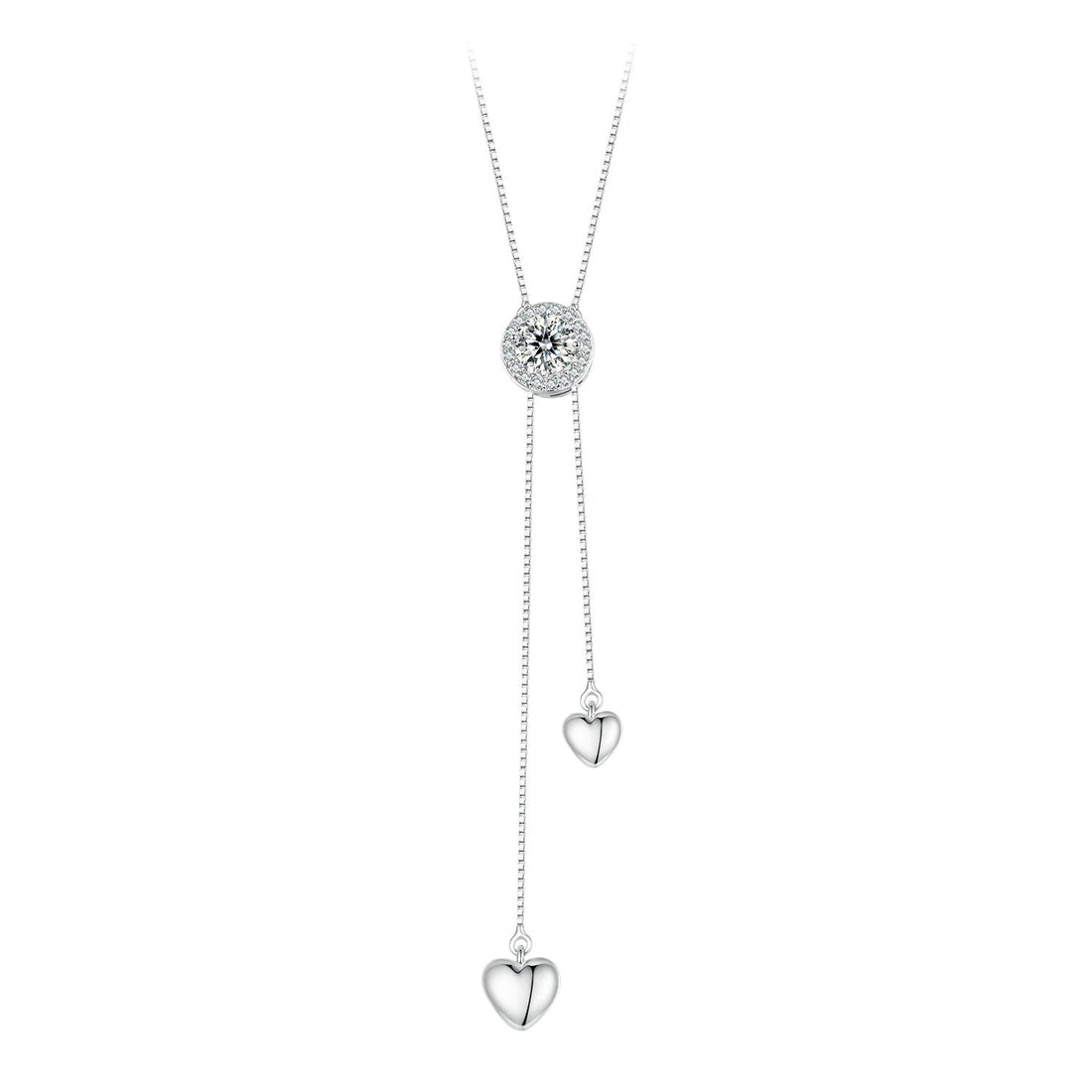 925 Sterling Silver 5mm Moissanite Necklace with Pavé Setting in White Gold, 450mm Length for Women  DestGlow