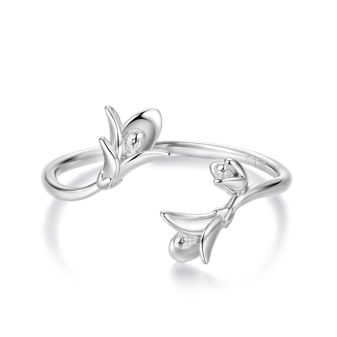 925 Sterling Silver Plated White Gold 0.7cm Flower Ring  DestGlow