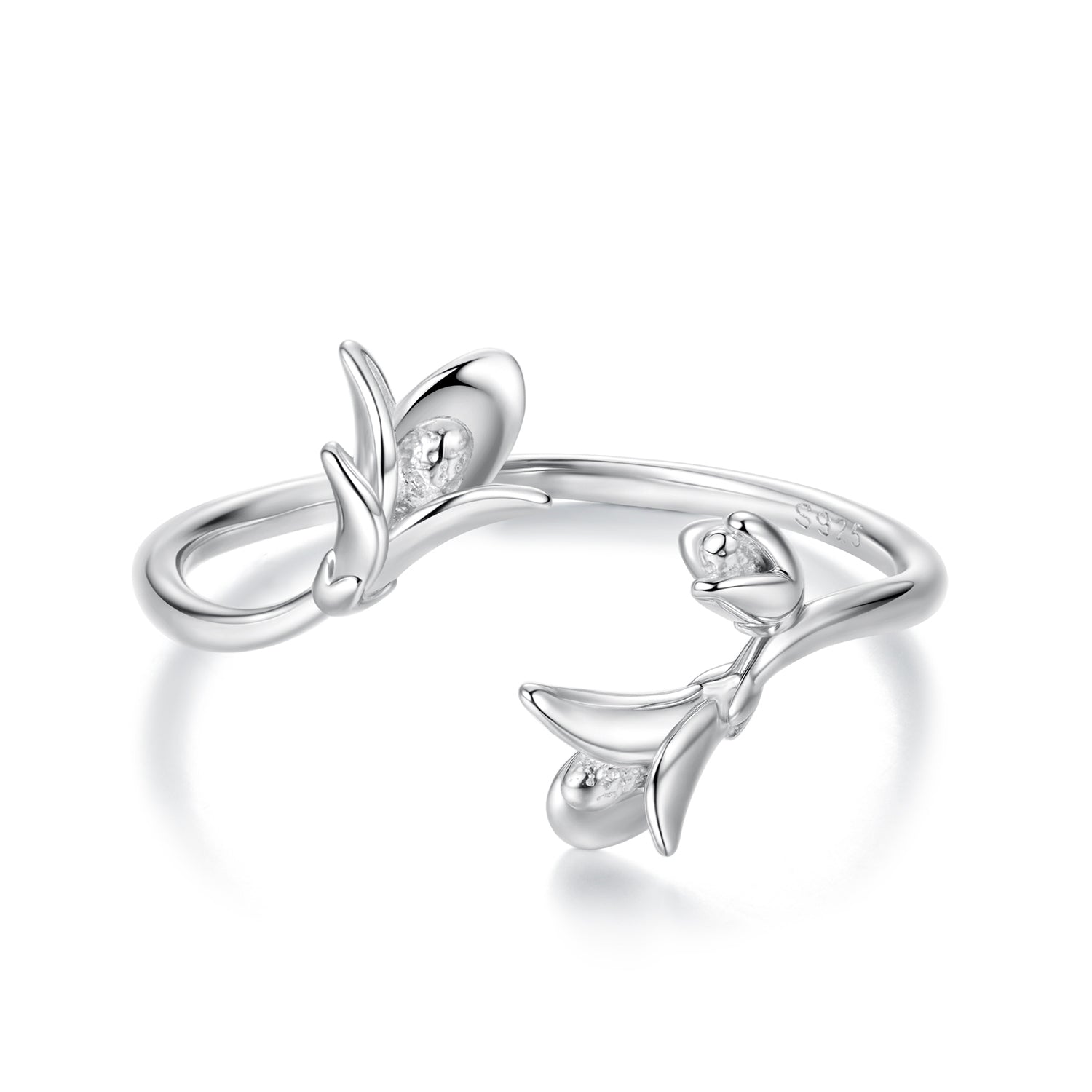 925 Sterling Silver Plated White Gold 0.7cm Flower Ring  DestGlow