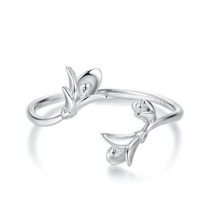 925 Sterling Silver Plated White Gold 0.7cm Flower Ring  DestGlow