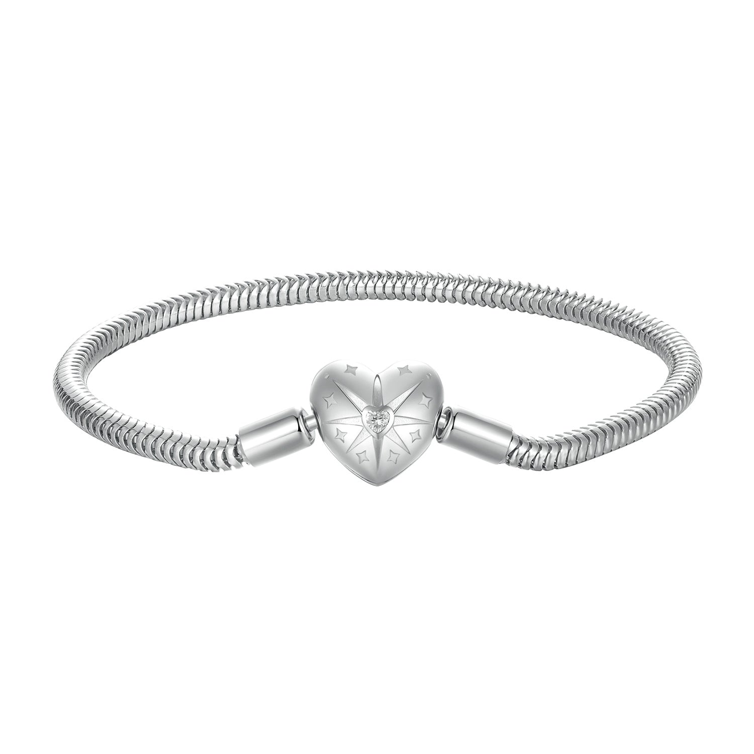 925 Sterling Silver + Pavé Setting White Gold Bracelet 17.0cm for Women  DestGlow