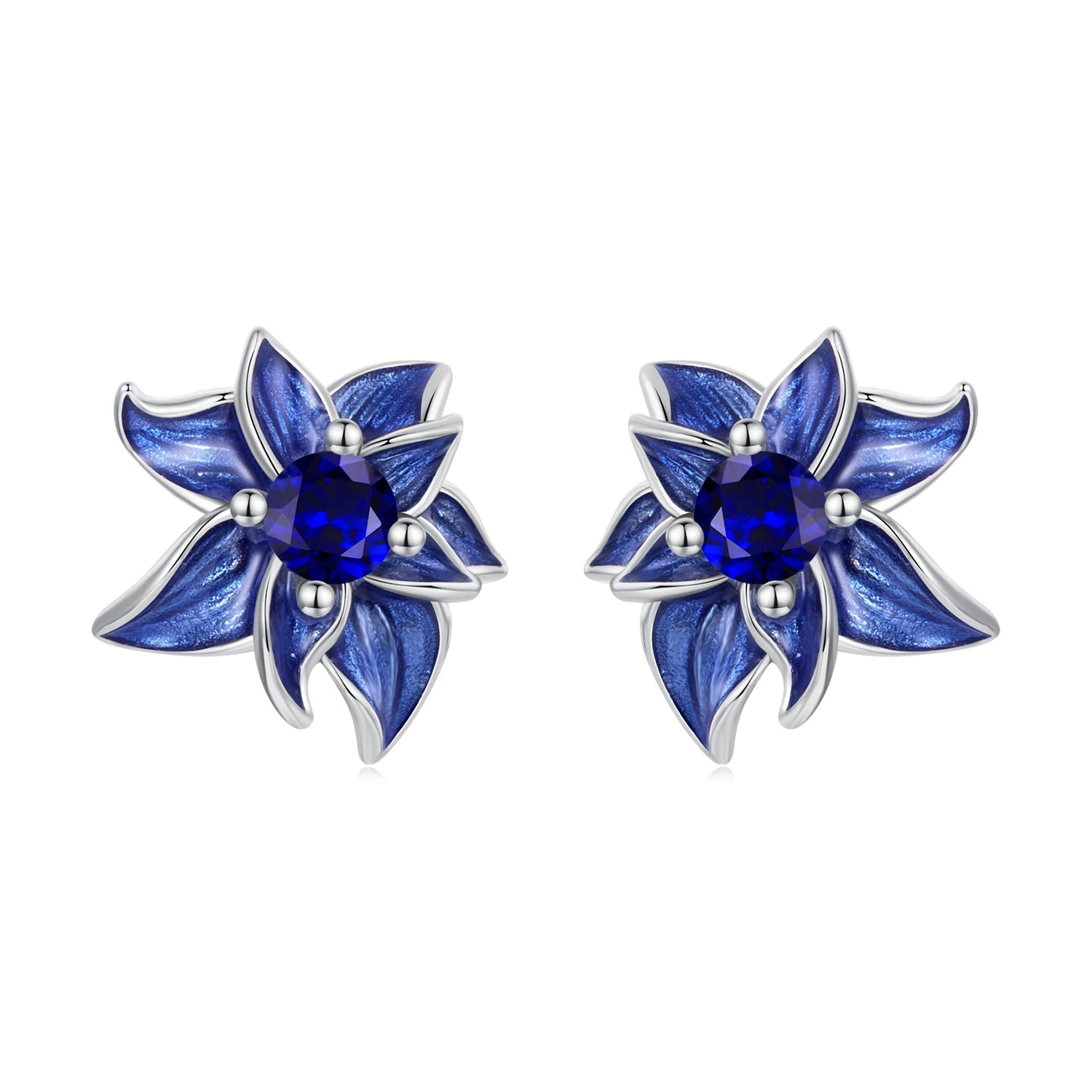 925 Sterling Silver Earrings with Enamel Process and Pavé Setting CZ