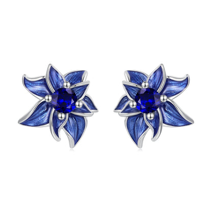 925 Sterling Silver Earrings with Enamel Process and Pavé Setting CZ
