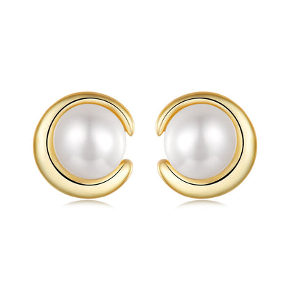 925 Sterling Silver Freshwater Pearl Gold Plated Earrings  DestGlow