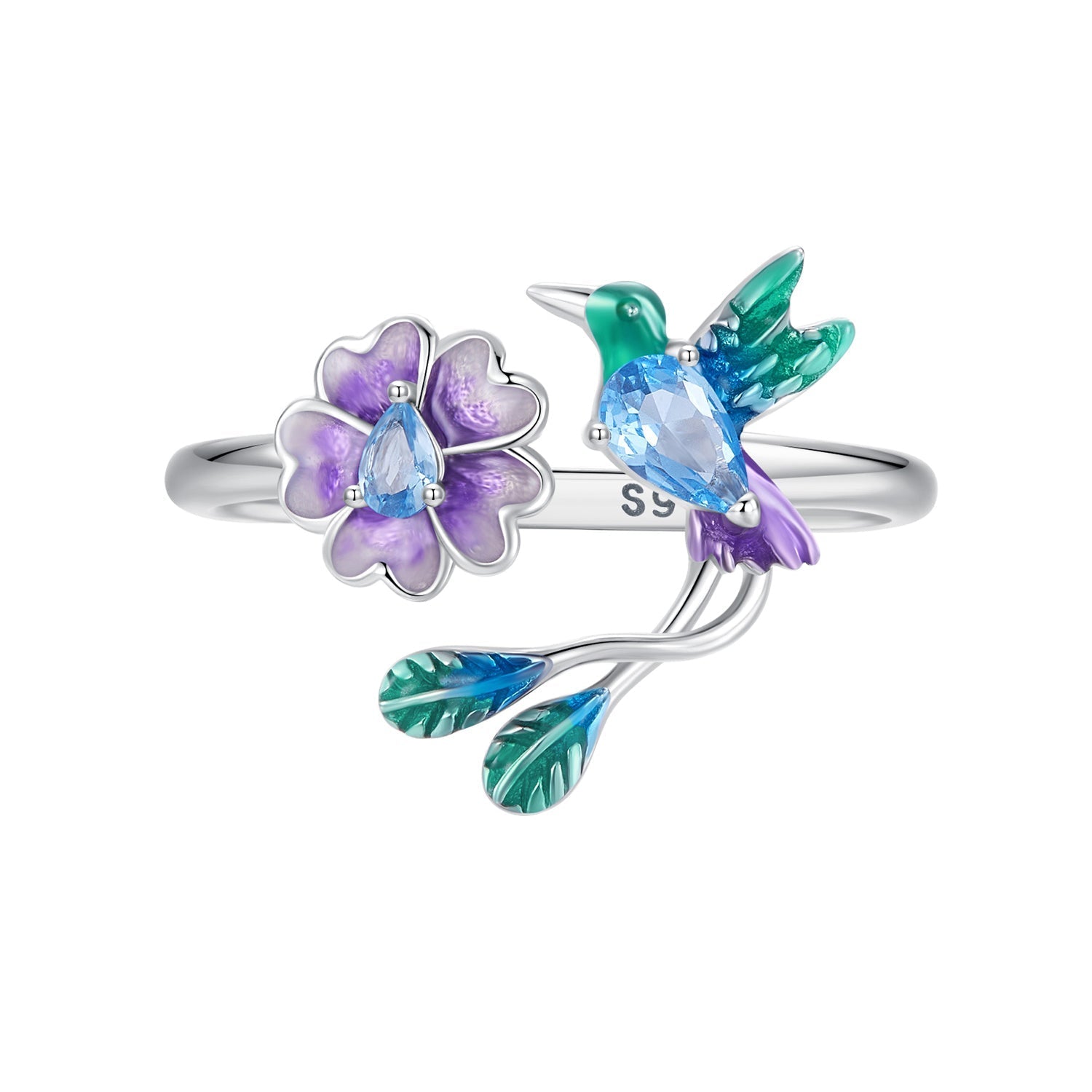 925 Sterling Silver Enamel 1.8mm Pavé Setting CZ Ring for Women  DestGlow