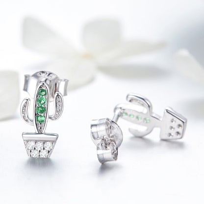 925 Sterling Silver Earrings with CZ - 1.0*0.6cm, Plated Platinum, Pavé Setting for Women  DestGlow