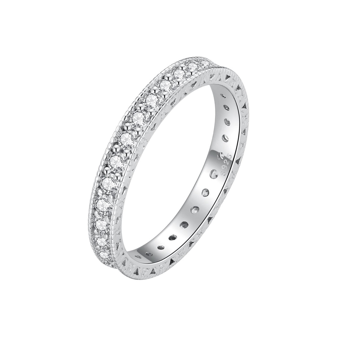 925 Sterling Silver S925 Pavé Setting CZ Ring for Women, Size 6.0, Width 2.6mm  DestGlow