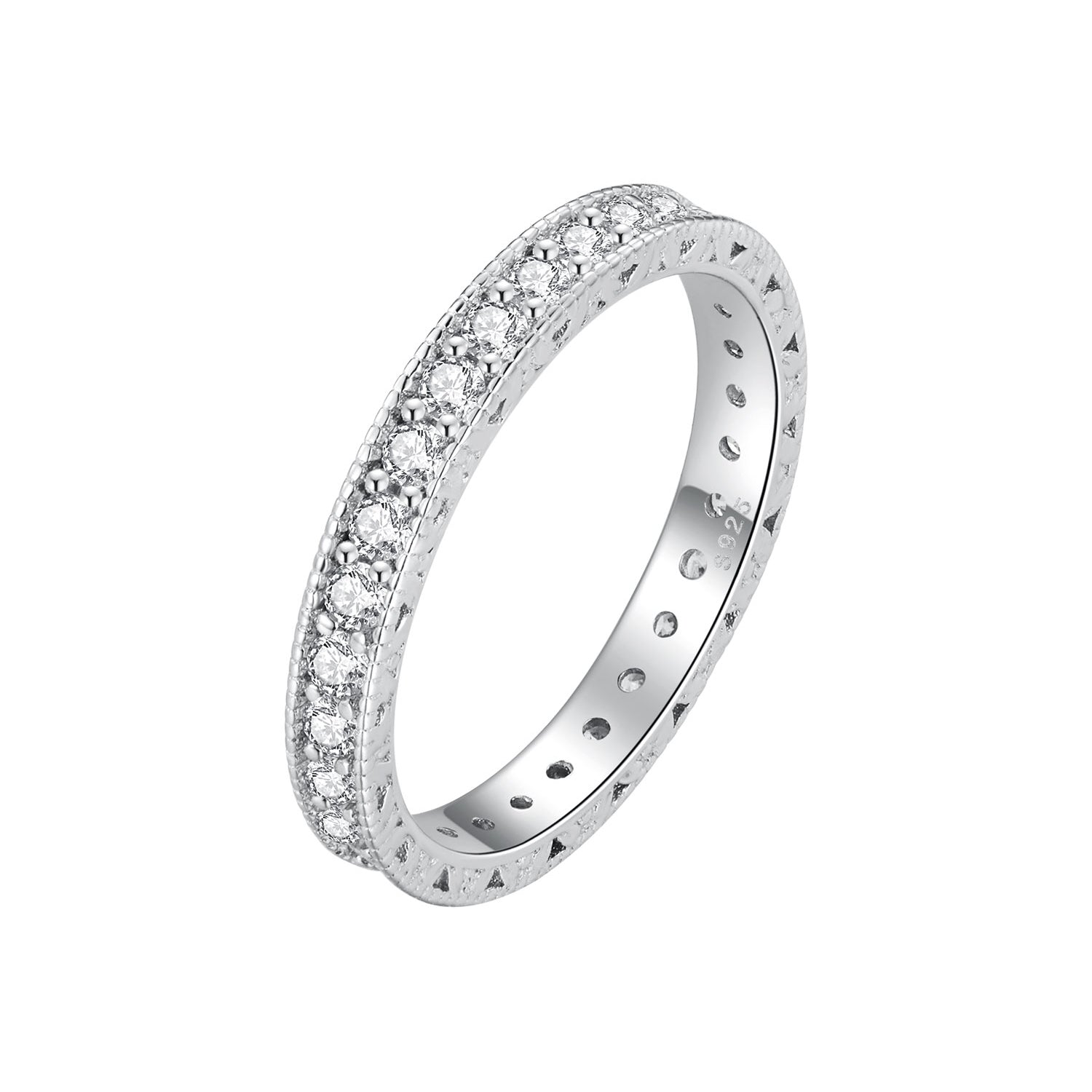 925 Sterling Silver S925 Pavé Setting CZ Ring for Women, Size 6.0, Width 2.6mm  DestGlow