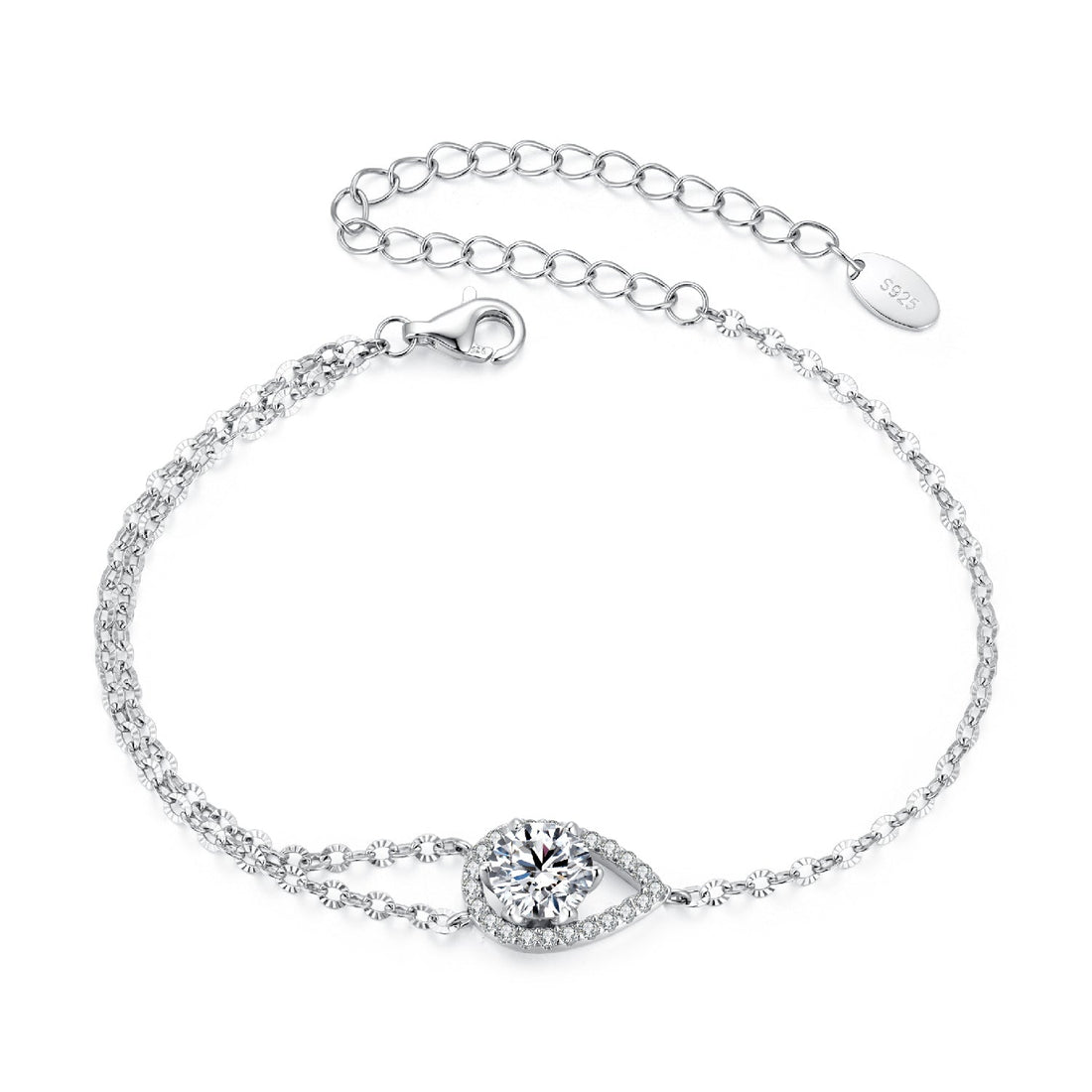 925 Sterling Silver Moissanite Bracelet with Pavé Setting 15+6cm for Women  DestGlow