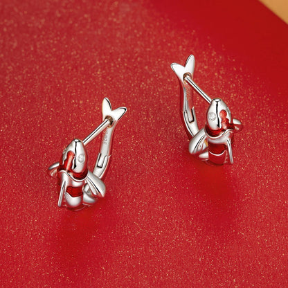 925 Sterling Silver Enamel and CZ Earrings with Platinum Plating for Women  DestGlow