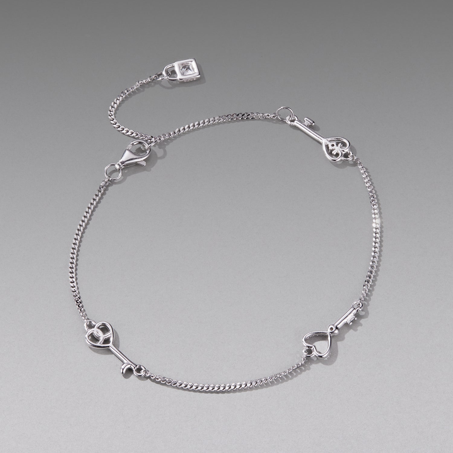 925 Sterling Silver White Gold Plated 21cm Pavé CZ Bracelet for Women  DestGlow