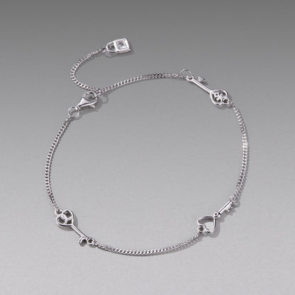925 Sterling Silver White Gold Plated 21cm Pavé CZ Bracelet for Women  DestGlow