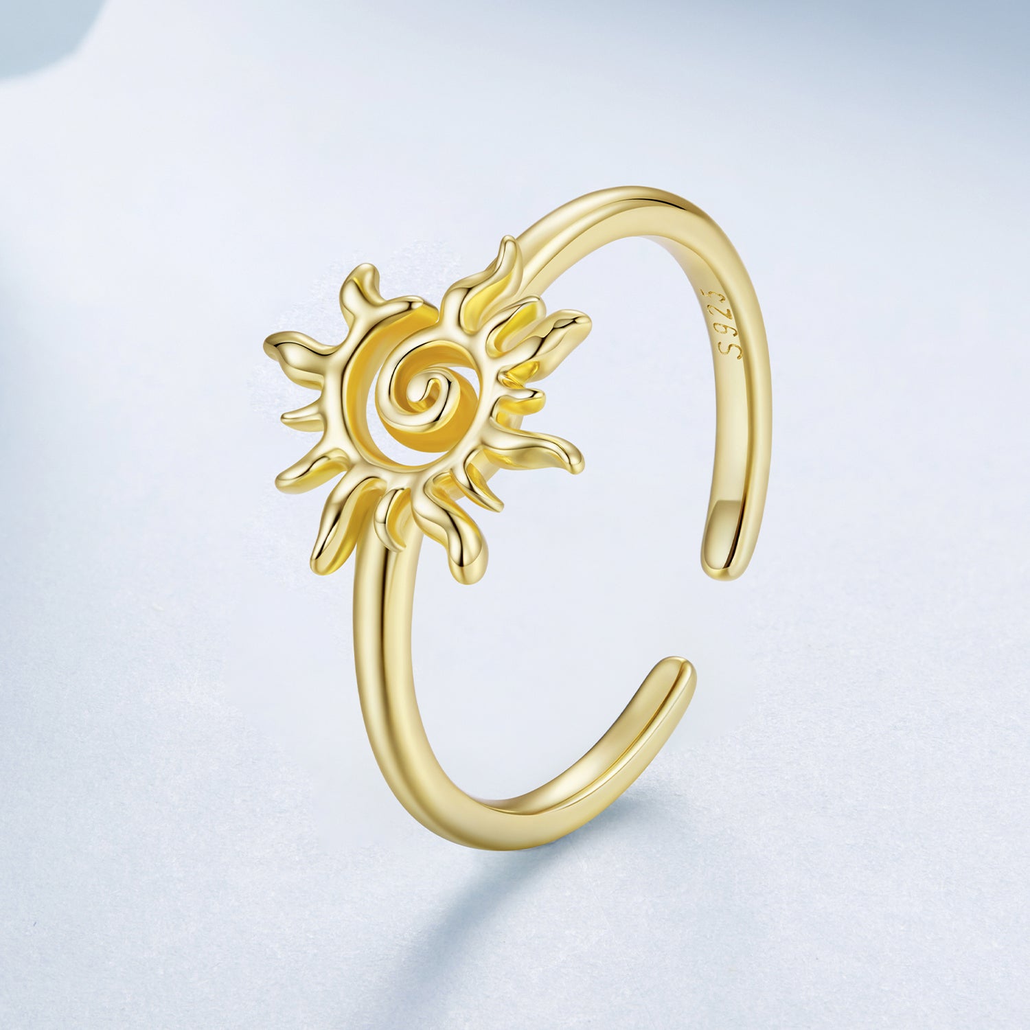 925 Sterling Silver Gold Plated Sun Ring  DestGlow