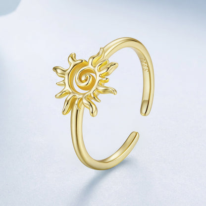 925 Sterling Silver Gold Plated Sun Ring  DestGlow