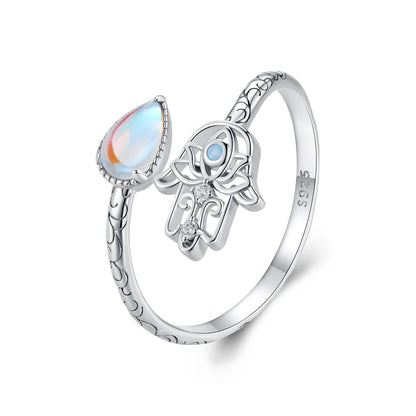 925 Sterling Silver Opal Nanometer Stone Platinum Plated Ring  DestGlow