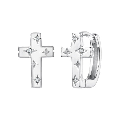 925 Sterling Silver Hoop Earrings with Pavé Setting CZ, 1.3x0.8cm, for Women  DestGlow