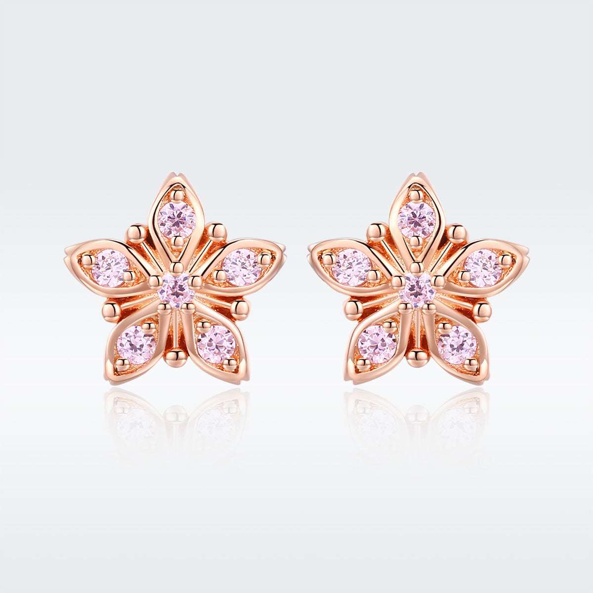925 Sterling Silver Rose Gold Plated Pavé Setting CZ Earrings  DestGlow