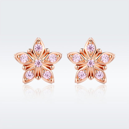 925 Sterling Silver Rose Gold Plated Pavé Setting CZ Earrings  DestGlow