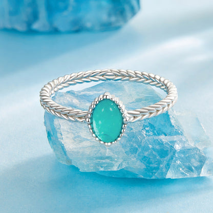 925 Sterling Silver &amp; White Gold Plated Amazonite Ring Size 6 for Women  DestGlow