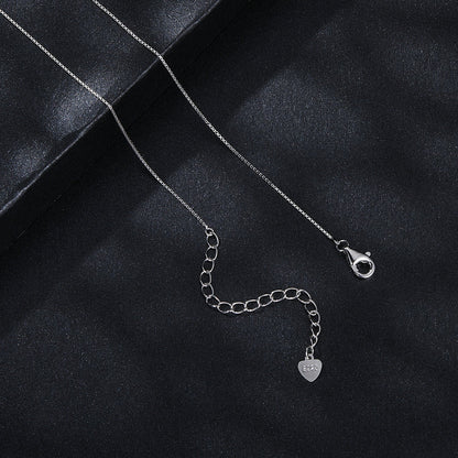 925 Sterling Silver 5mm Moissanite Necklace with Pavé Setting in White Gold, 450mm Length for Women