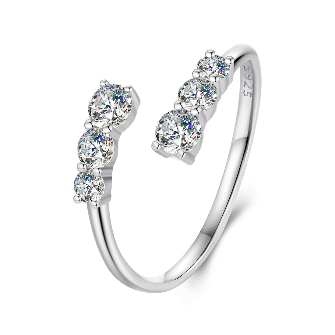 925 Sterling Silver Moissanite Ring for Women - Size E - Plated White Gold  DestGlow