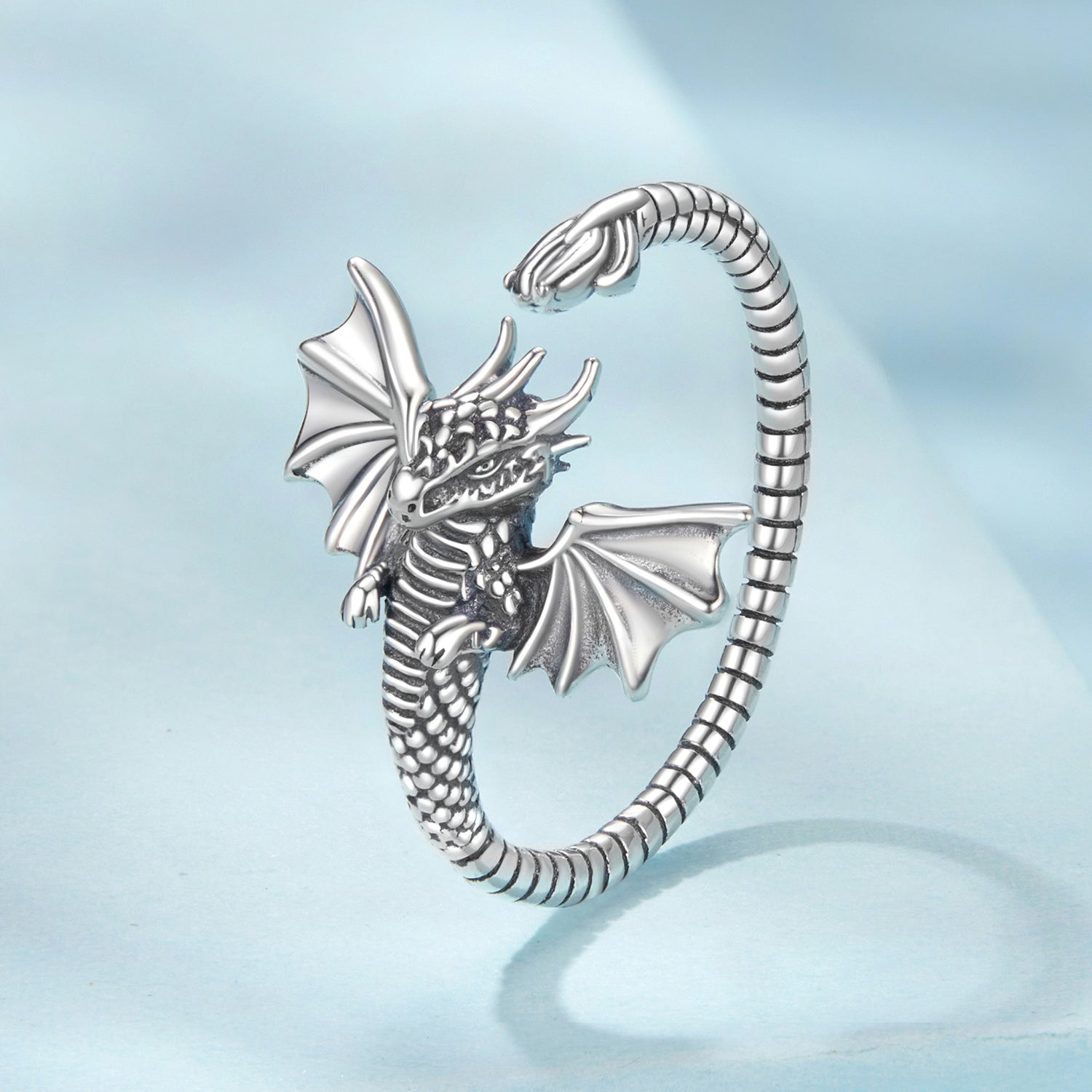 925 Sterling Silver Oxidized Dragon Ring  DestGlow