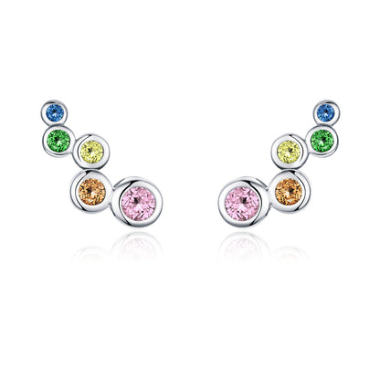 925 Sterling Silver Earrings with Pavé Setting CZ, 0.5x1.2 cm for Women  DestGlow