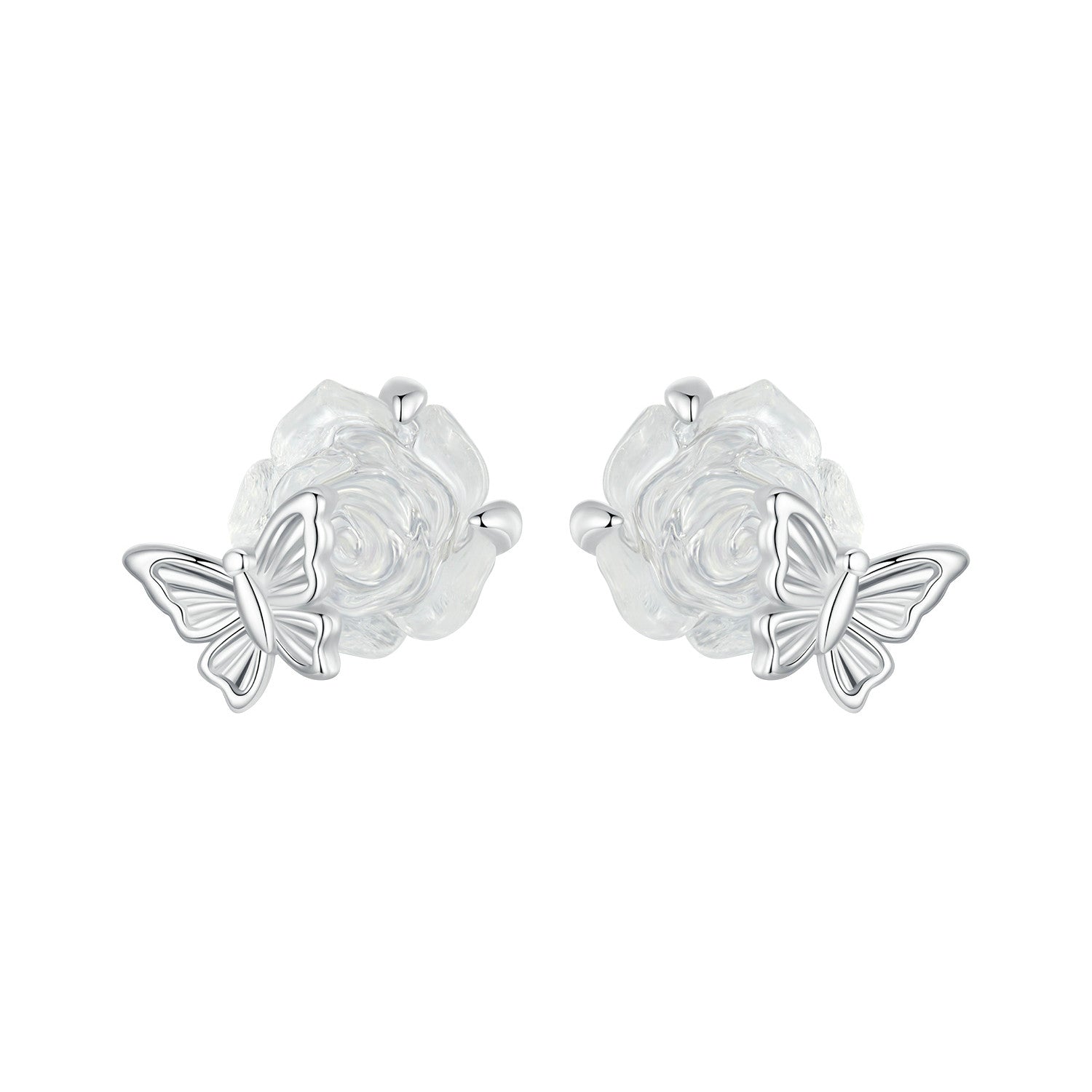925 Sterling Silver White Gold Plated Resin Earrings 8x10mm for Women  DestGlow