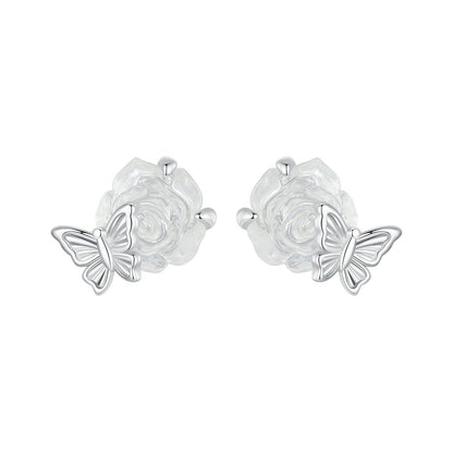 925 Sterling Silver White Gold Plated Resin Earrings 8x10mm for Women  DestGlow