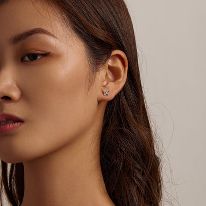925 Sterling Silver Earrings with Pavé Setting CZ and Oxidized Silver  DestGlow