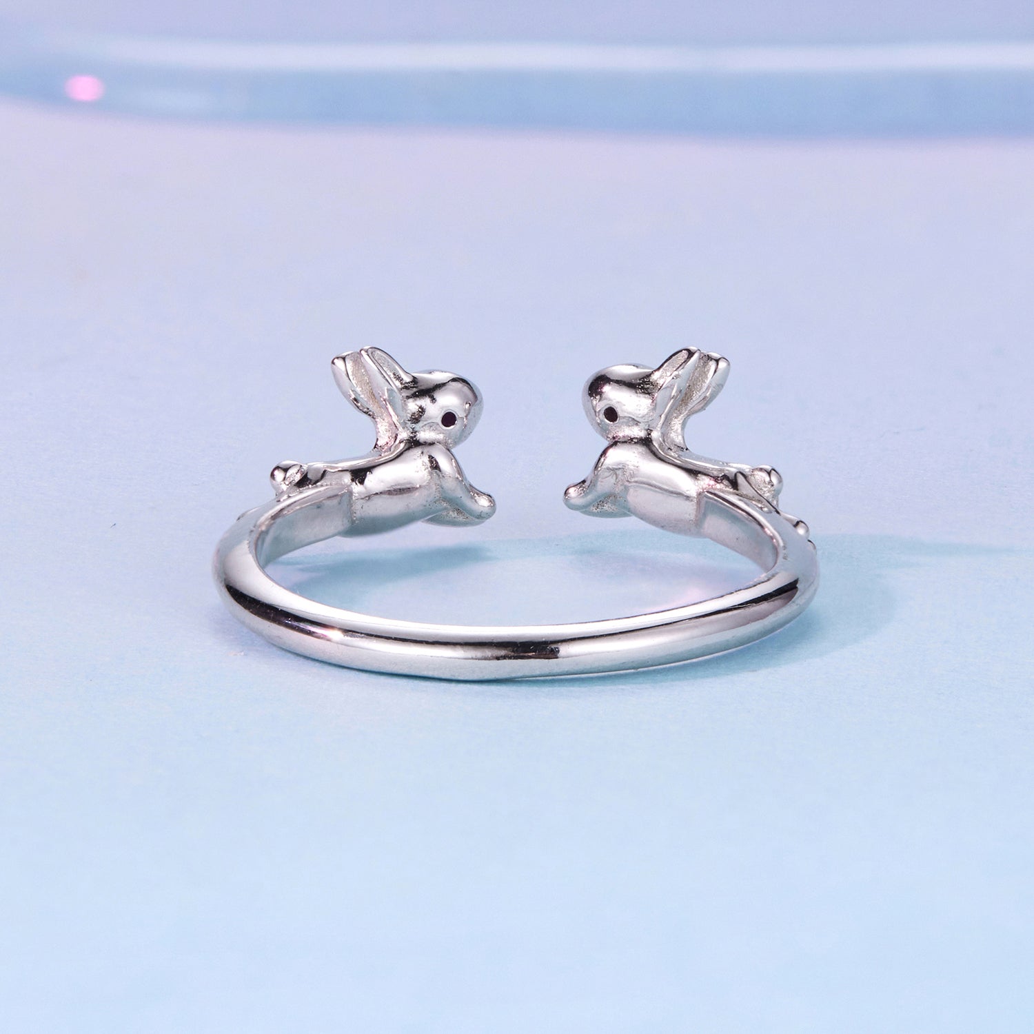 925 Sterling Silver Rabbit Ring with Pavé Setting CZ in White Gold for Women  DestGlow