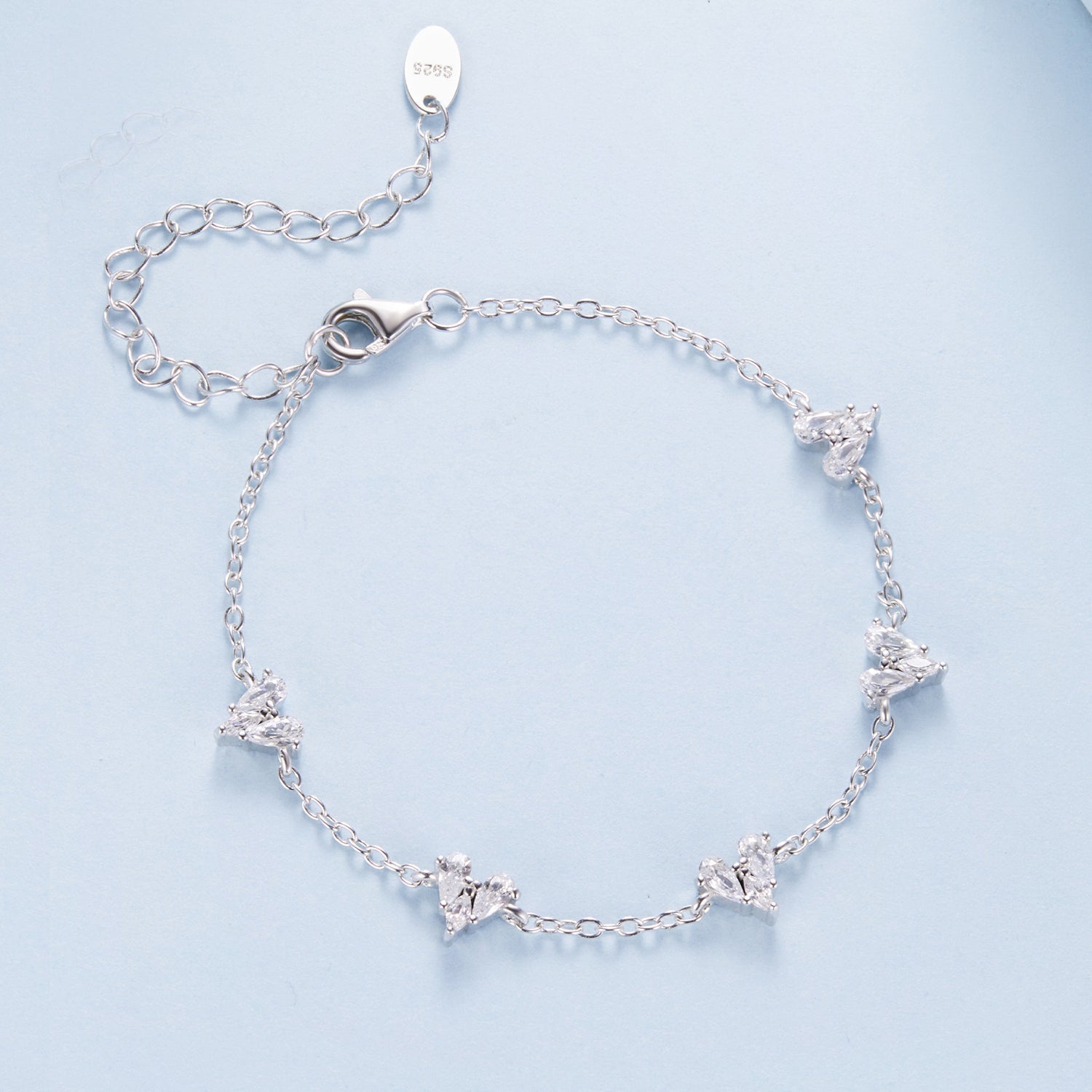 925 Sterling Silver Bracelet with White Gold Plating and CZ Paving for Women  DestGlow
