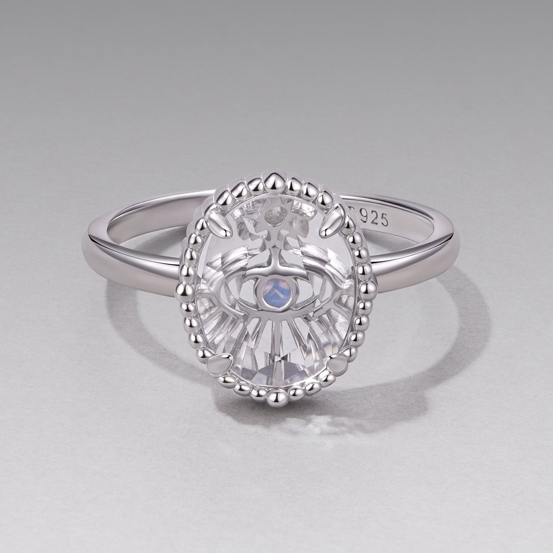 925 Sterling Silver Ring with Transparent Glass &amp; Nano Opal, Width 0.18cm, Style E, for Women  DestGlow
