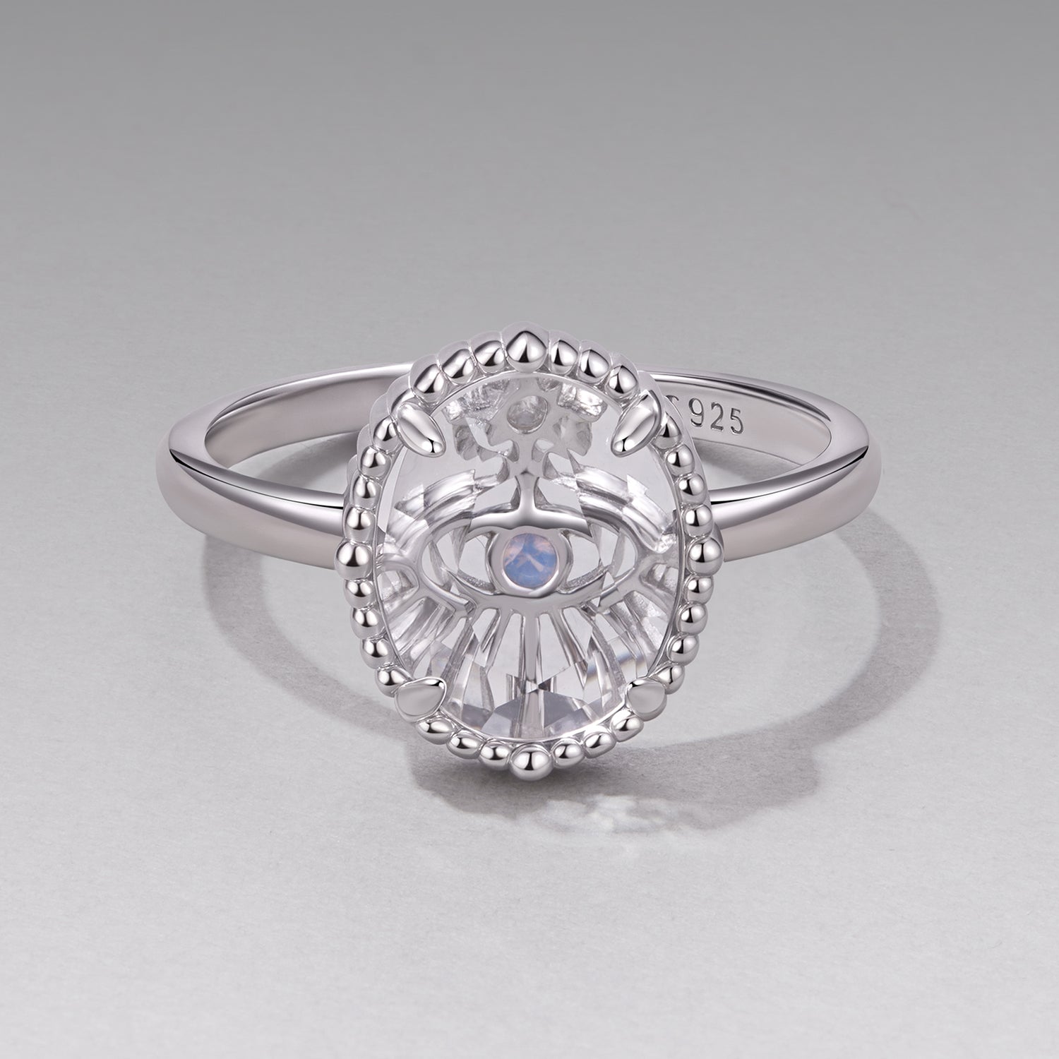 925 Sterling Silver Ring with Transparent Glass &amp; Nano Opal, Width 0.18cm, Style E, for Women  DestGlow