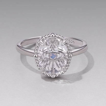 925 Sterling Silver Ring with Transparent Glass &amp; Nano Opal, Width 0.18cm, Style E, for Women  DestGlow