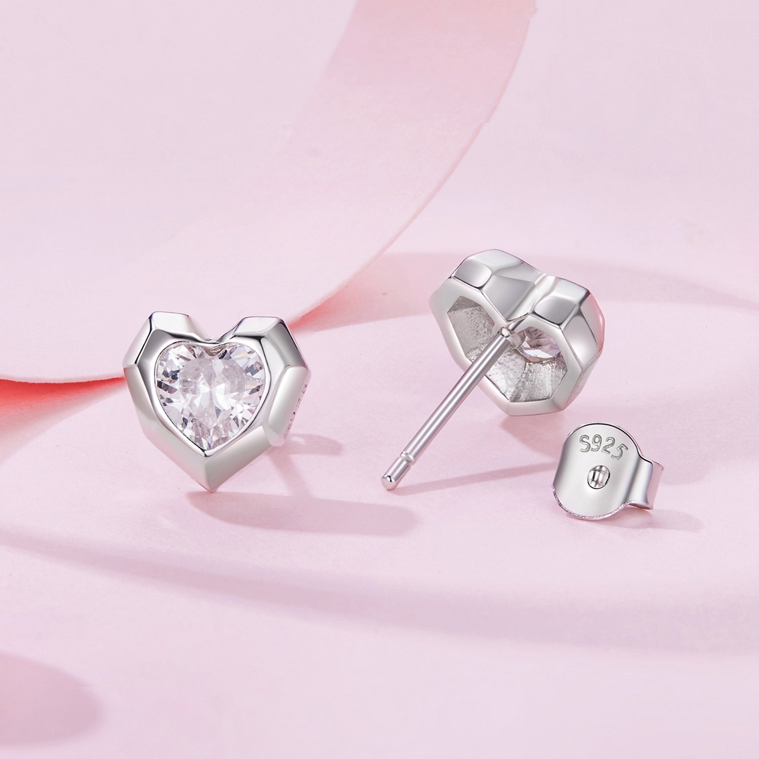 925 Sterling Silver Earrings with Pavé Setting CZ in White Gold, 0.8 x 0.9 cm  DestGlow