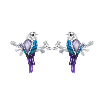 925 Sterling Silver Enamel Process Pavé Setting CZ Earrings