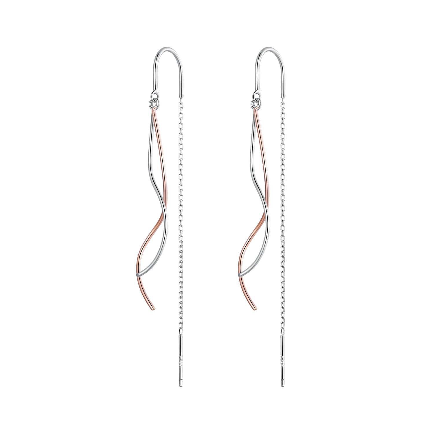 925 Sterling Silver Earrings 56*10mm Plated Platinum Rose Gold for Women  DestGlow
