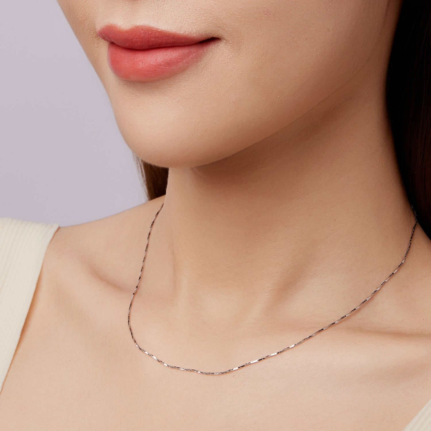 925 Sterling Silver White Gold Plated Necklace 40+5cm for Women  DestGlow